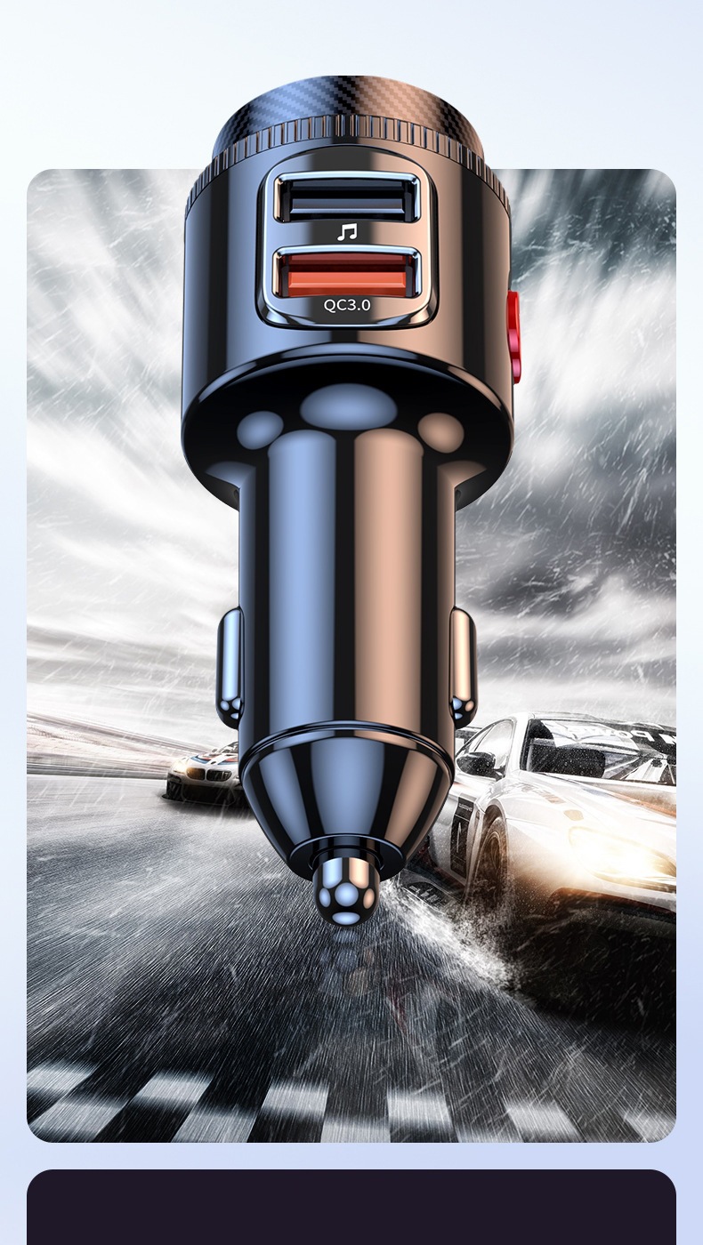 New T23 Car Bluetooth Player, Multi-Functional Car Cigarette Lighter, Fm Transmitter, Pd Function Car Charger