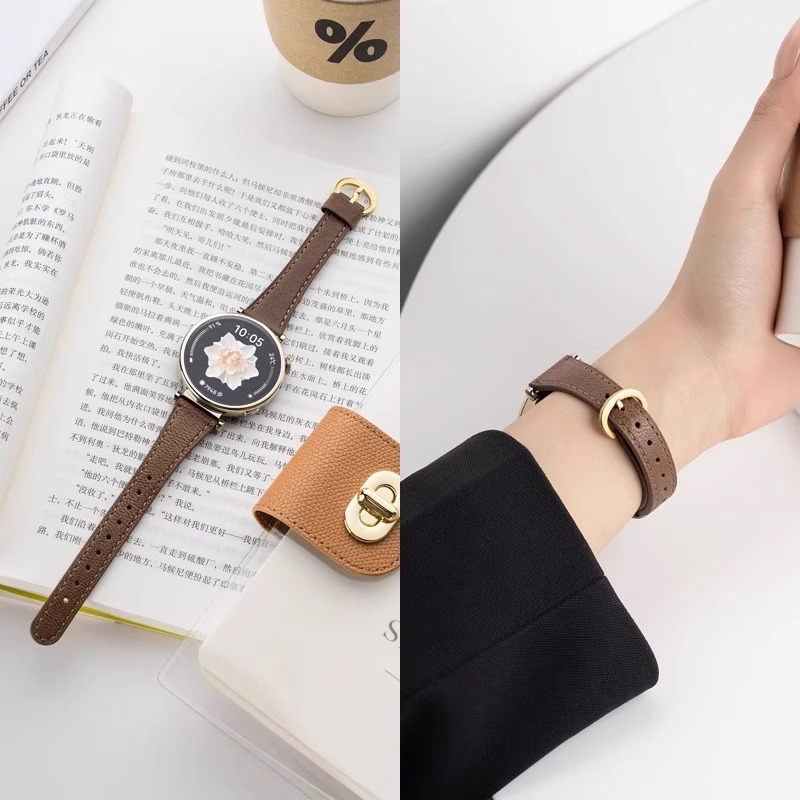 Horseshoe Buckle Leather Suitable for Huawei Gt5 Strap Gt4 Watch Watch4/3/2Pro New Gt3 Women's Genuine Leather