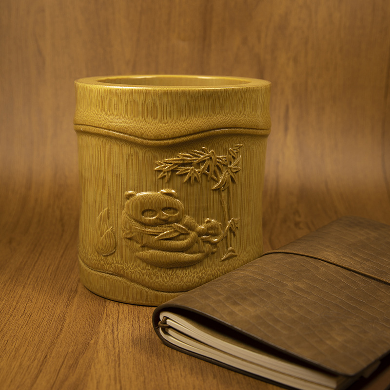 릴리프 대나무 팬더 펜 홀더