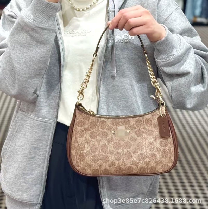 寇C家teri腋下包女高级感经典老花饺子包单肩斜跨包|undefined