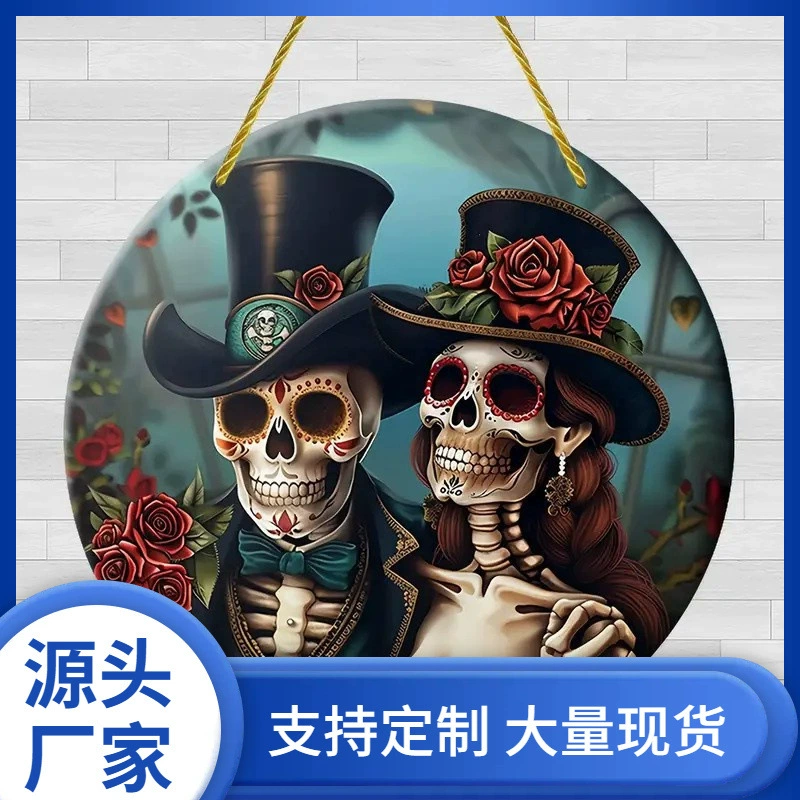 Серия черепов на Хэллоуин, акриловый плоский диск, подвеска для украшения дома, уличного крыльца