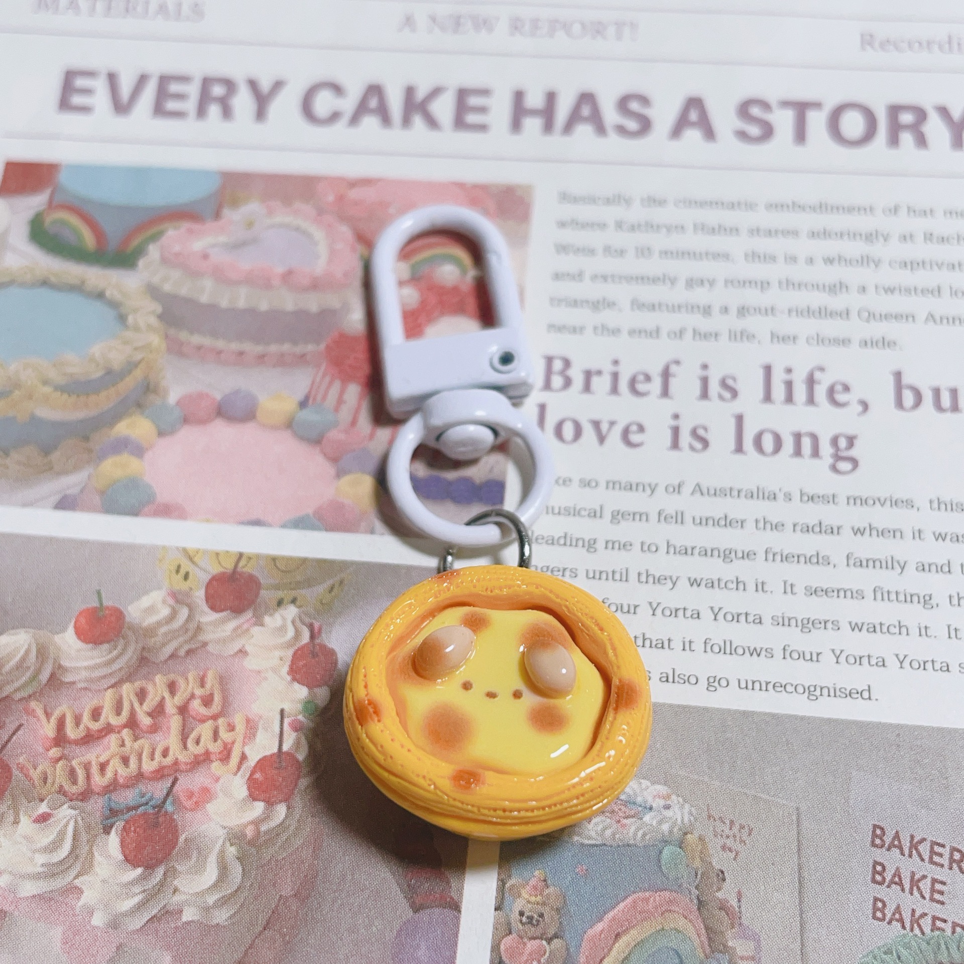 小熊布丁蛋挞食玩钥匙扣可爱少女心挂件学生包包挂饰配饰闺蜜礼物