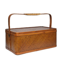 O6AM中式竹编茶具收纳盒便携茶具手提箱桌面收纳整理筐茶壶茶杯篮