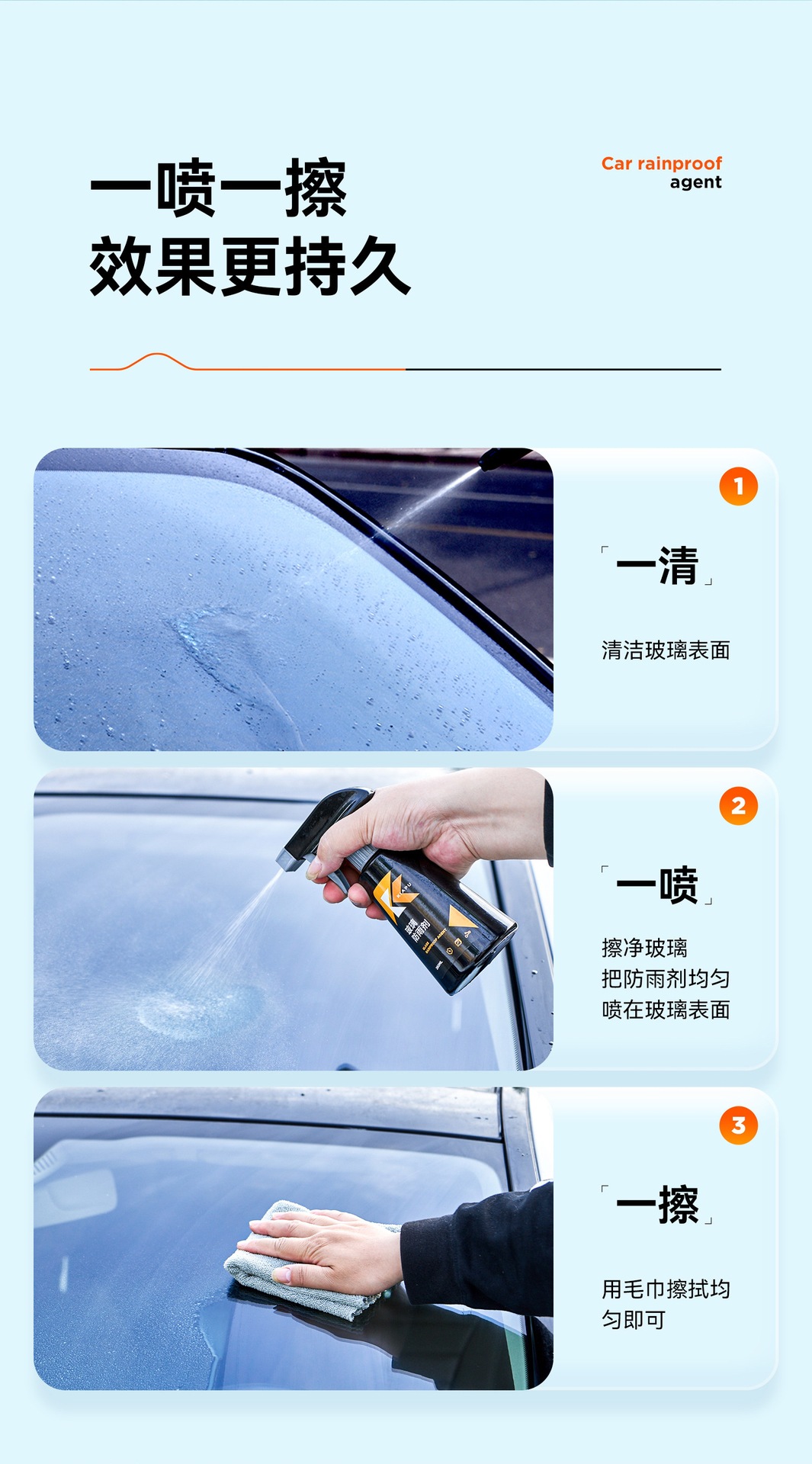 Suitable for rearview mirrors, car anti-rain spray, anti-fog agent, waterproof for car windows in rainy days, long-lasting defogging spray