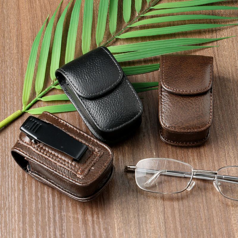 Folding Glasses Case for Men, Handmade Portable Reading Glasses Case, Leather, Hangable, Vintage Eyeglass Case