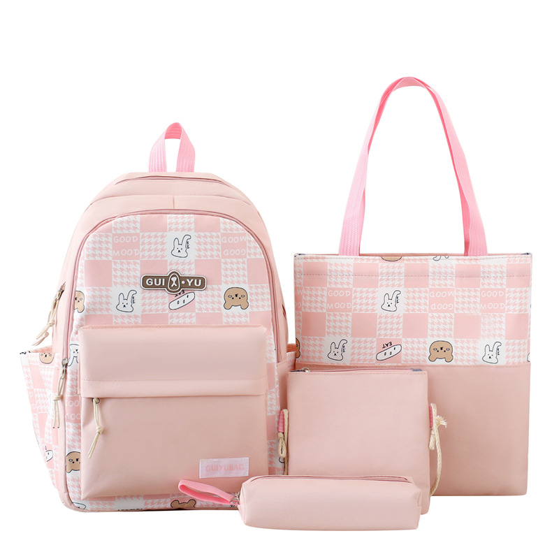 Zaini per bambini, nuovi, piccoli, freschi e carini, a quadri, con orsetto dei cartoni animati, alla moda, abbinati ai colori, per ragazze, scuola media e studenti_voghion.com