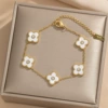 Double-sided diamond and white shell bracelet