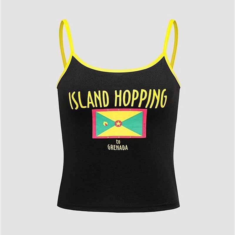 Foreign Trade Women's Clothing Aesthetic Contrasting Color Printing Summer New Women's Camisole Sweet and Spicy Style Beautiful Back Slimming Sexy Vest