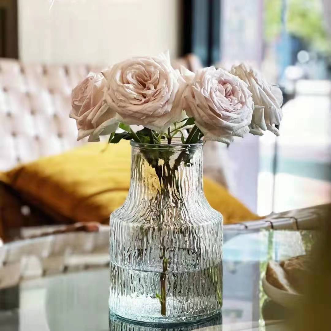 Vaso de vidrio transparente creativo simple europeo de alto nivel de flores hidropónicas decorativas de escritorio de la sala de estar