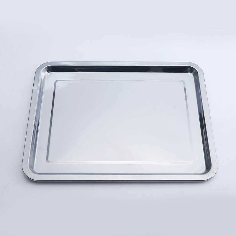 Plato de acero inoxidable al por mayor bandeja rectangular placa de barbacoa placa de comedor comercial plato de arroz al vapor plato de pescado asado plato cuadrado profundo para el hogar