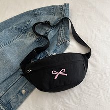 森系小清新蝴蝶结斜挎胸包可爱百搭轻便骑行腰包韩系小众手机包女