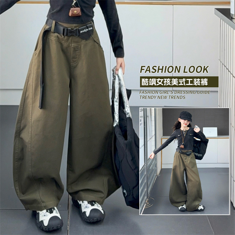 女童2025秋街舞潮牌网红童装腰带工装裤短款紧身上衣爵士舞练功服|undefined