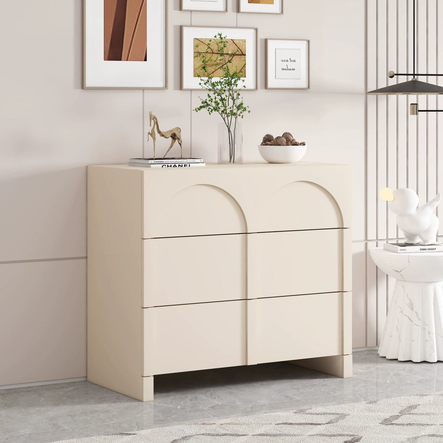 Сливочный шкаф из массива дерева простой современный легкий и роскошный