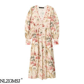 2026春季新款 欧美风时尚正面系扣粘纤混纺连衣裙 132098