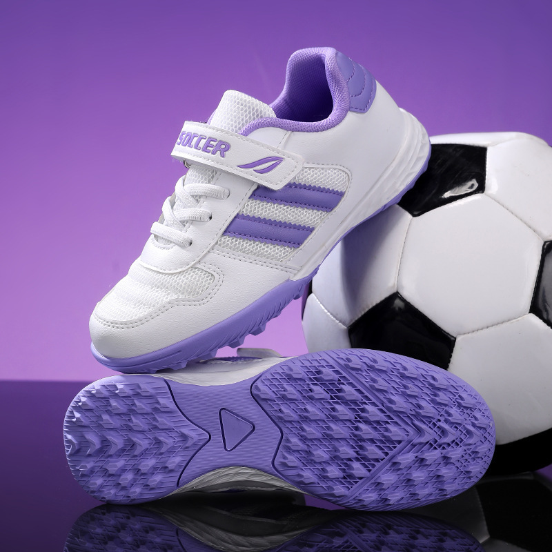 Zapatillas de Fútbol con Cierre Adhesivo para Niños Malla y Caucho Transpirable, Ligero para Césped Artificial y Pista