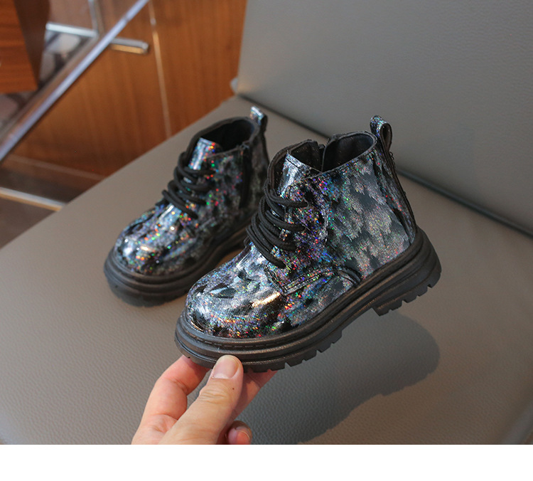 Kinder Martin Boots Aus Lackleder Schwarz Für Jungen Und Mädchen_voghion.com
