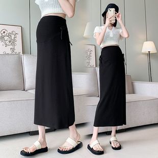 Pregnant Women's Skirt Spring and Spring Mid-length High Waist Abdomen-supporting A- line Skirt Loose Slimming Pregnancy All-match Skirt Maternity Dress