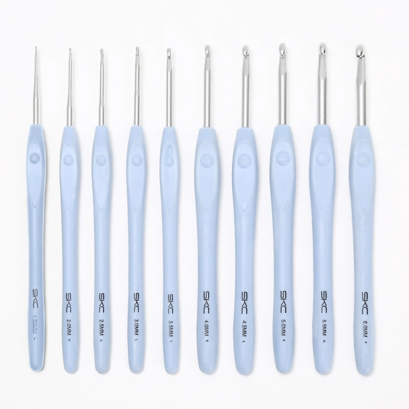 SKC синяя мягкая ручка вязания крючком ручной работы шерстяная пряжа алюминиевая головка крючка