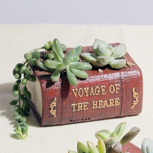 Home Scandinavian Style Retro Literature Book Resin Succulent Flower Pot Micro Landscape Potted Plant Idy Matchinging