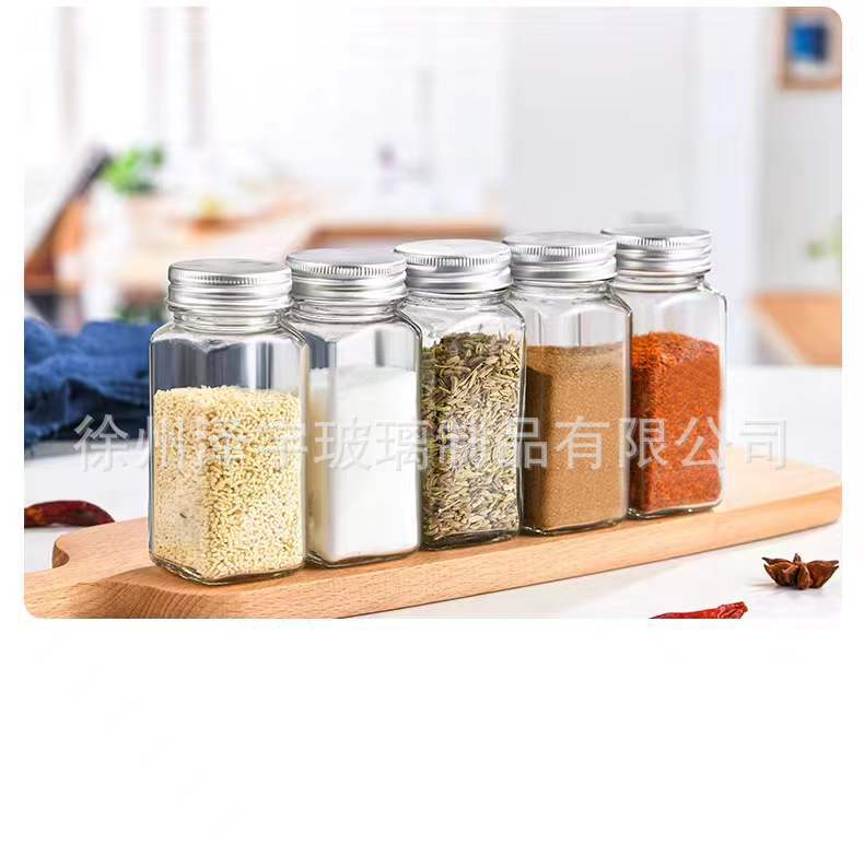 批发120ml方形玻璃调料瓶调味瓶厨房用品胡椒撒料瓶调料罐套装