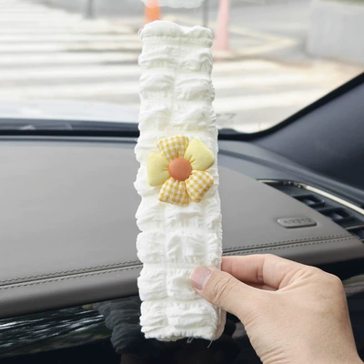 Clothing, High-End Decorative Accessory, Seat belt shoulder pad - 22cm-puff-multi-color-flower-seat-belt-shoulder-cover-yellow