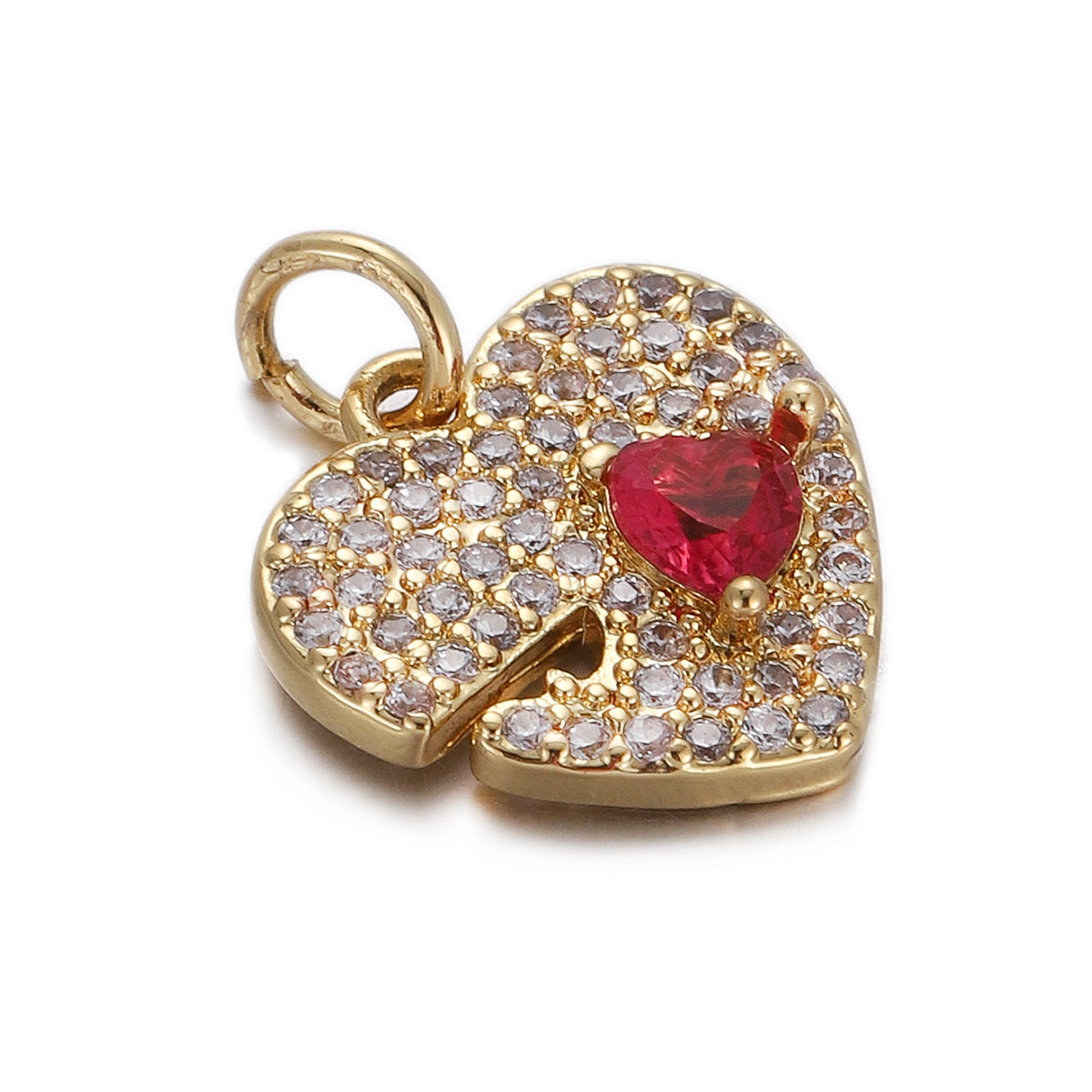 2g Weight Pendant Jewelry Making Type Gold Plated Plating Material Zircon Inlay Material 1 Piece Quantity Casual, Daily Occasion Copper Material Heart Shape Pattern Women's Gender Simple Style Style 1 Piece Copper Zircon Gold Plated Heart Shape Pendant 22