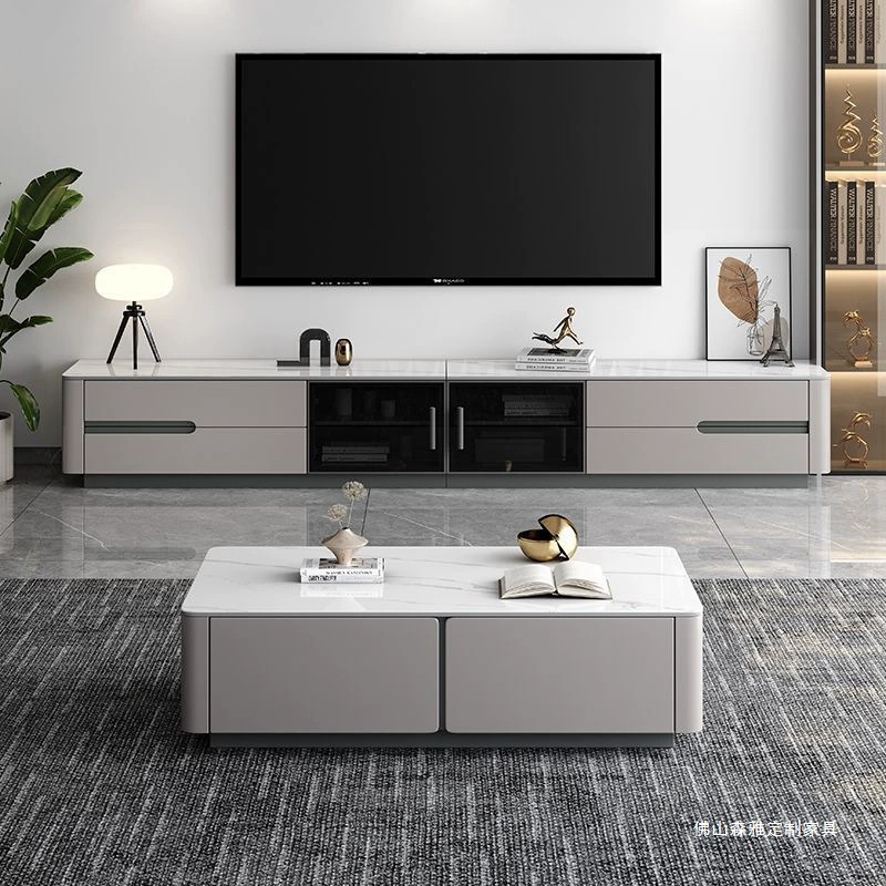 Современный минималистский массивный деревянный каменный чайный столик Комбинация шкафа для телевизора