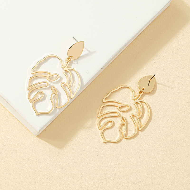 1 Pair Simple Style Leaf Plating Alloy Drop Earrings display picture 3