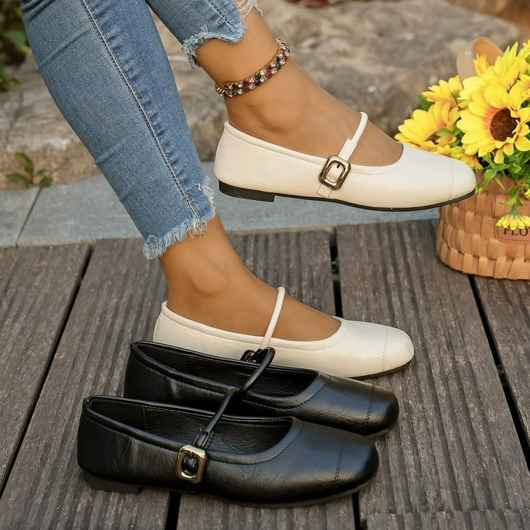 软底玛丽珍小皮鞋浅口5年新夏季通勤百搭一字带鞋平底女鞋