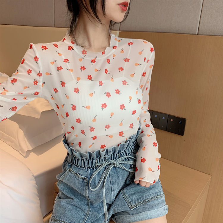 アイスシルクメッシュ日焼け止めボトリングシャツ女性のための 2025 夏の新しい長袖ヒョナスタイルの同じスタイルの Tシャツインナートップトレンディ|undefined