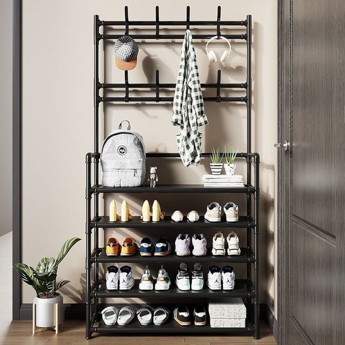 Shoe rack multi-layer home door coat and hat rack all-in-one rental room multi-functional clothes drying rack all-in-one bold style
