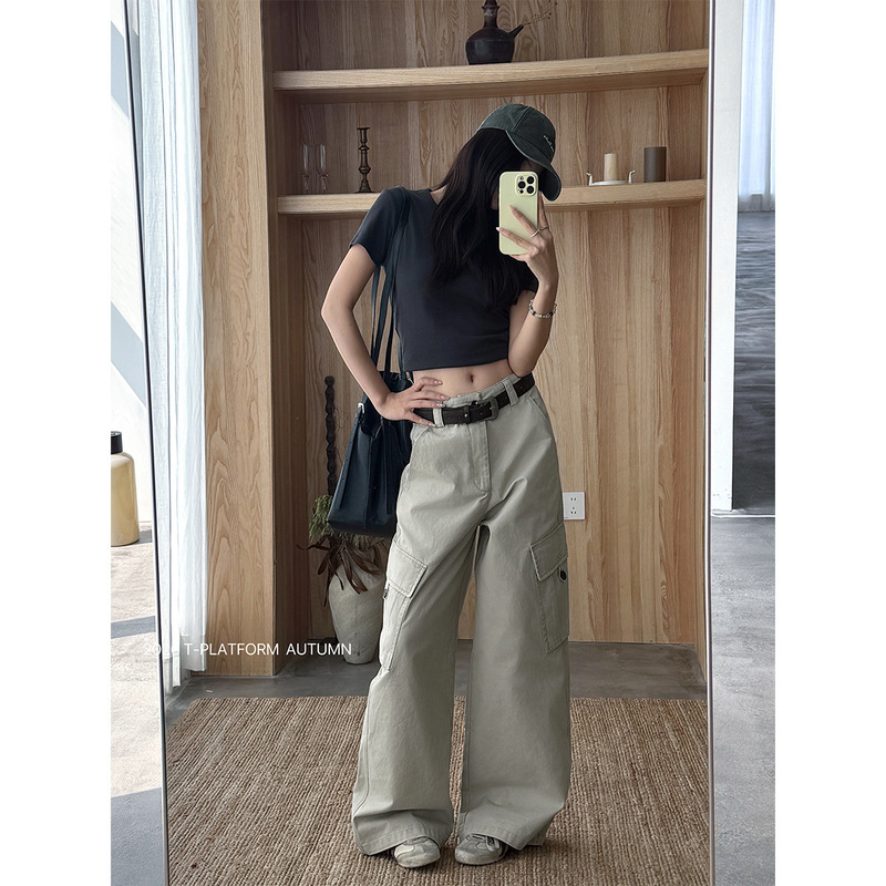 T-PLATFORM Straight Loose-Fit Pocket Cargo Pants 2026 Autumn All-Cotton Trendy Casual Pants 26006 T-PLATFORM Straight Loose-Fit Pocket Cargo Pants 2026 Autumn All-Cotton Trendy Casual Pants 26006