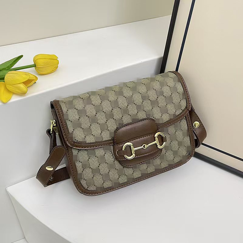 1955 Saddle Bag Classic Gg Monogram Bag Retro Light Luxury Print Trendy Versatile Fashion Niche Shoulder Crossbody Bag