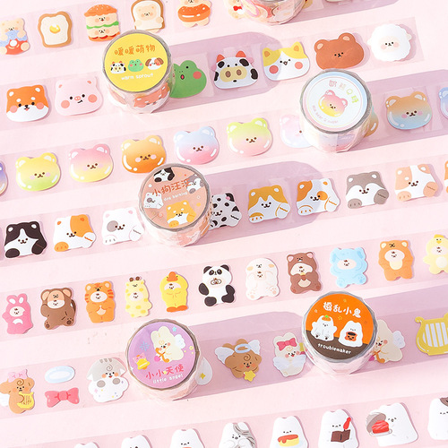 Message Tuantuan Gacha Machine Cartoon Animal Die-cut Tape Cute Bear Handbag Guka DIY Decoration 14 Styles