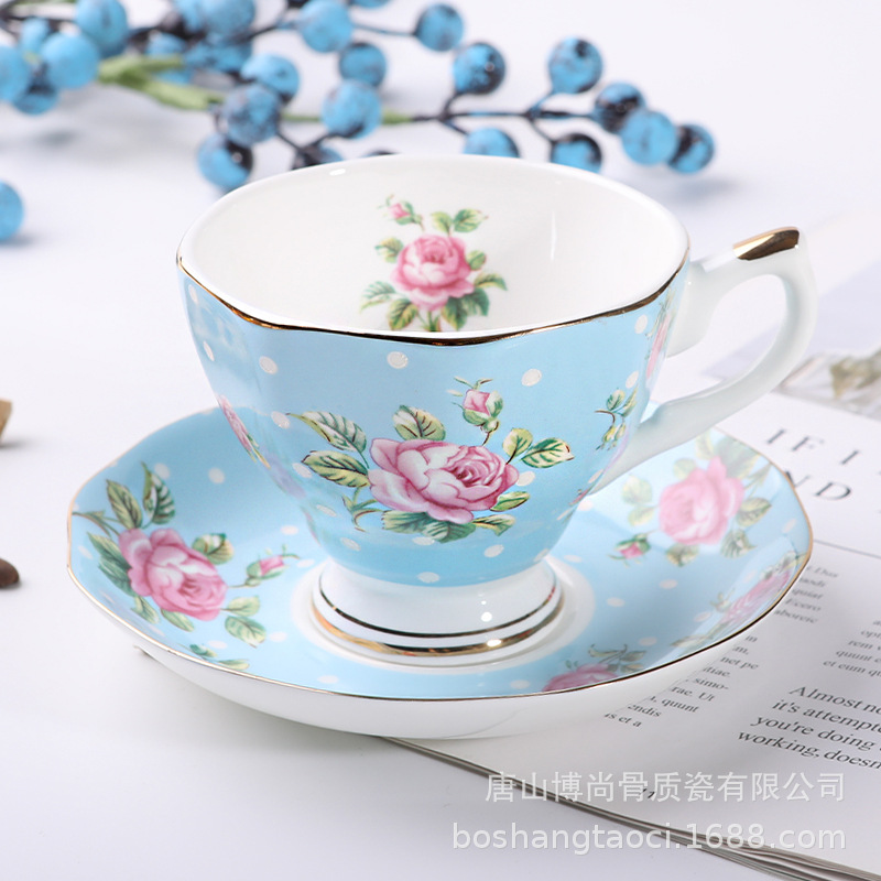 Tangshan hueso porcelana taza de café y plato puede ser impreso regalo recuerdo