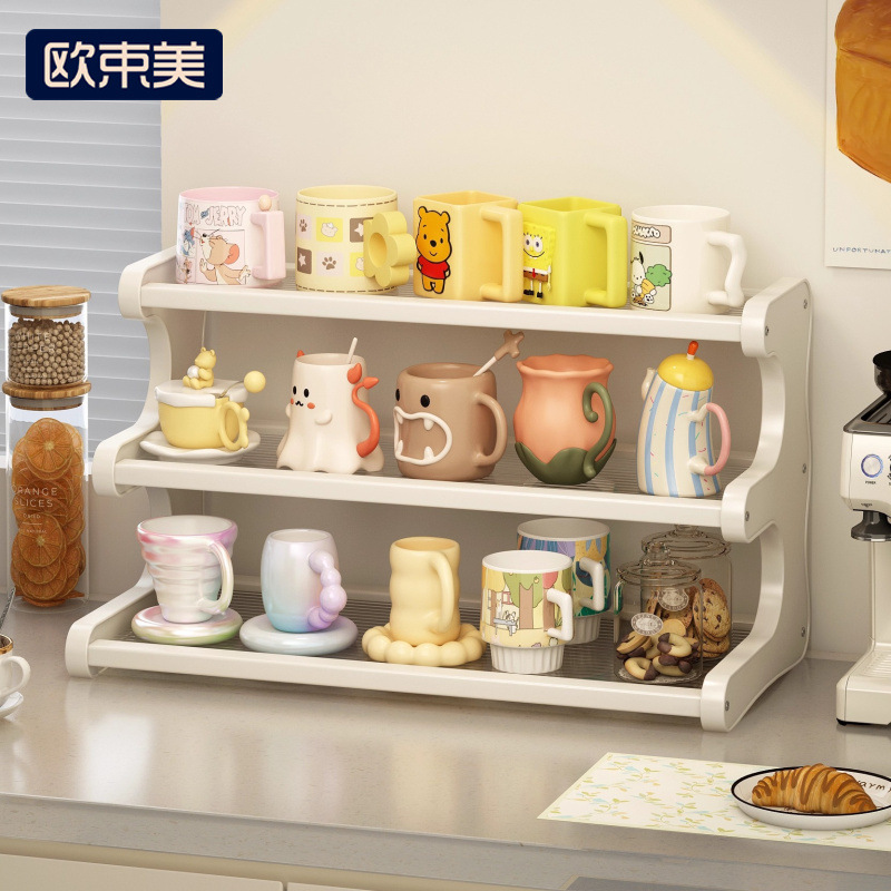 Multi-Layer Dining Table Countertop Cup Holder Desktop Cup Holder Acrylic Simple Storage Rack Coffee Shop Advanced Storage Display