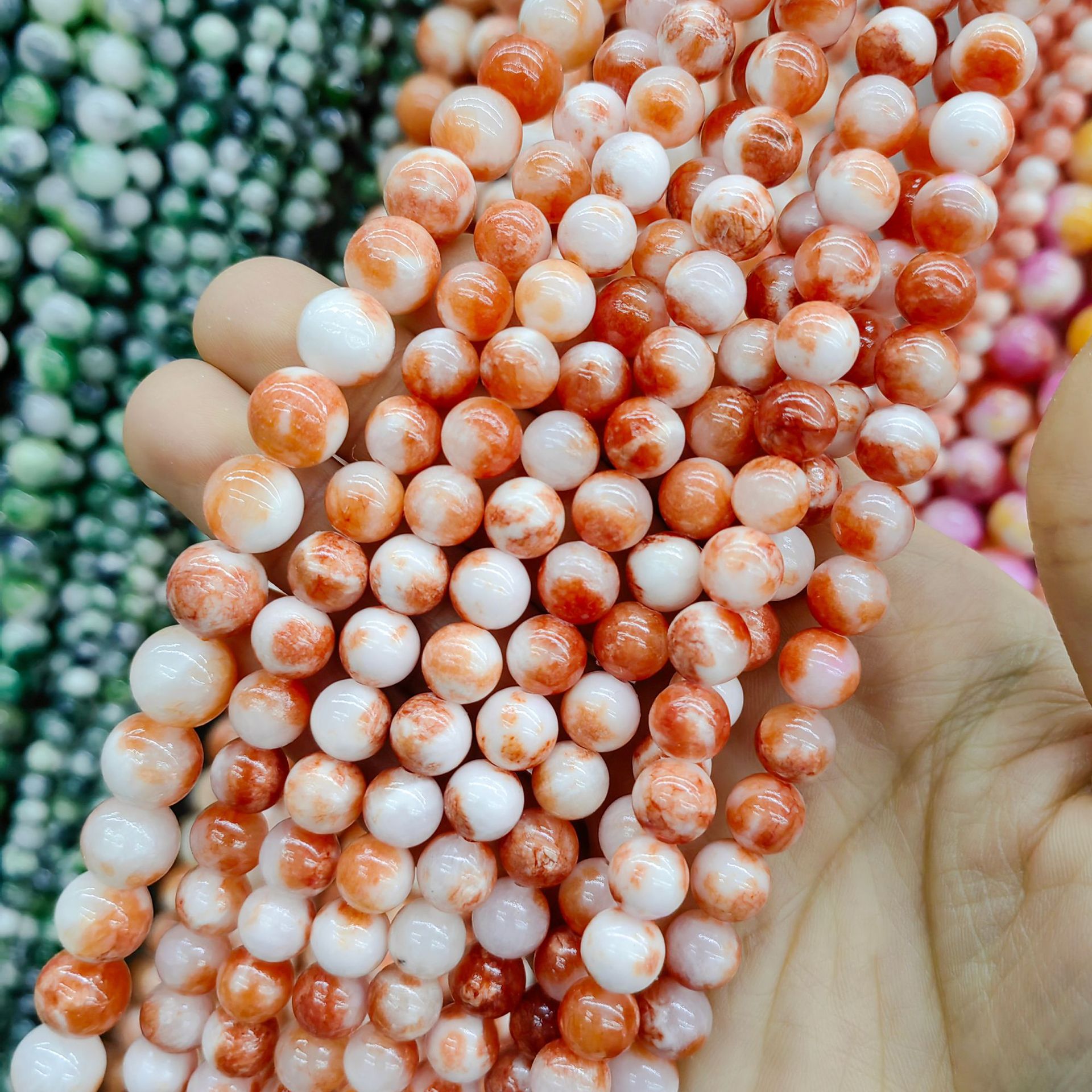 Jade persa natural optimizado multicolor color Calcedonia cuentas redondas cuentas sueltas semiacabados accesorios de joyería de DIY al por mayor image 4