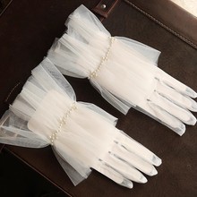 新品婚纱手套蕾丝仙森系长款新娘结婚复古白纱短款春夏季女优雅