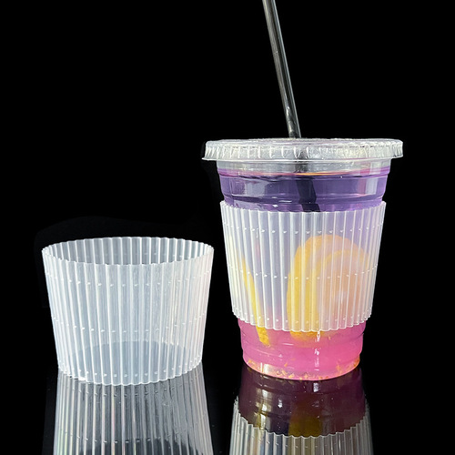 Plastic transparent cup sleeve 98 caliber disposable 90 paper cup milk tea cup insulated iron PET cold drink cup Dudu cup sleeve