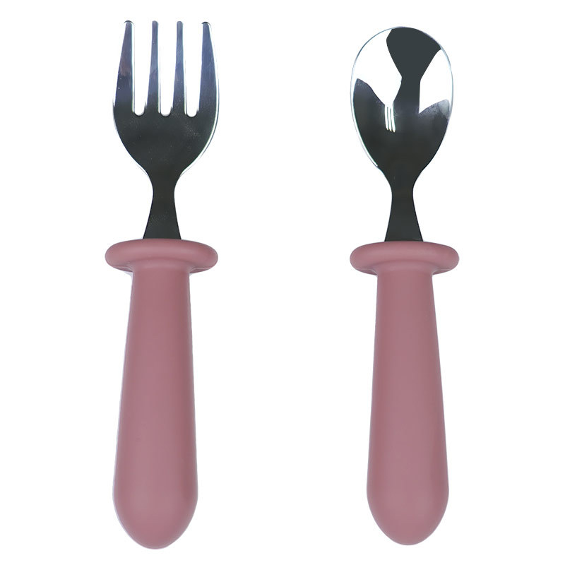 Silicona bebé pezón grado alimenticio silicona 304 Acero inoxidable cuchara bebé suplemento alimenticio cuchara de arroz de color sólido