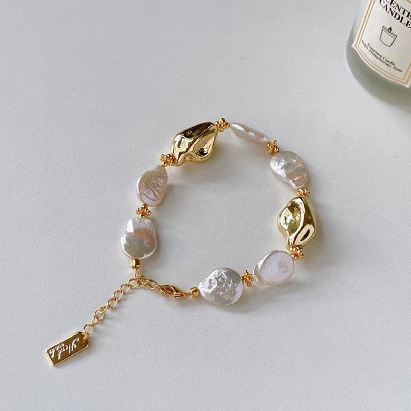 异形不规则巴洛克珍珠项链14k注金时尚轻奢OT扣天然淡水珍珠颈链