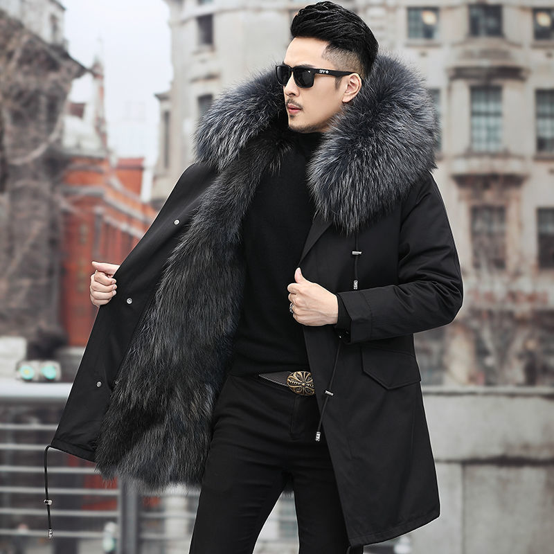 Pique superó el revestimiento de visón para hombres invierno nuevo abrigo de piel de estilo de invierno imitación de abrigo de piel de estilo largo