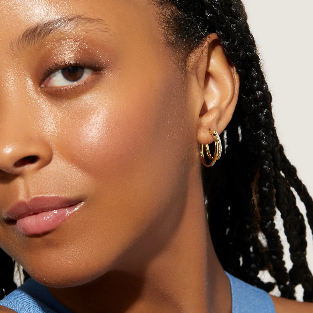 Fashion Geometric Stainless Steel Gold Plated Artificial Diamond Earrings 1 Pair