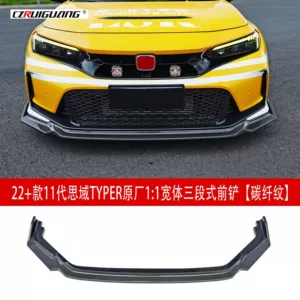 22 Civic Type R Geniş Gövdəli Üç Hissəli Ön Splitter, Ön Lip, Bufer Qoruyucuları