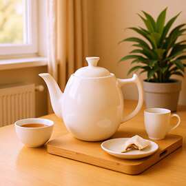 批发揭阳高白瓷茶壶单壶茶具 办公家用功夫茶茶具白地陶瓷茶壶