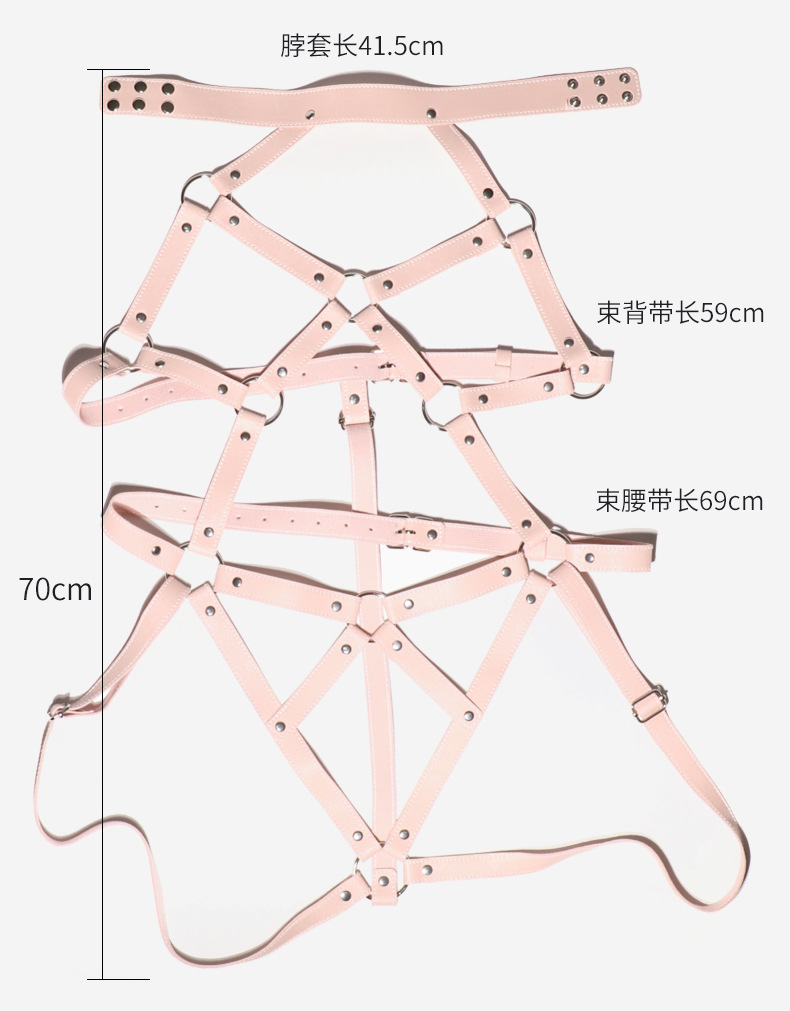 SM-Style PU Leather Bondage Bodysuit with Metal Hardware, Adult Couple Restraint Wear — detail image 11