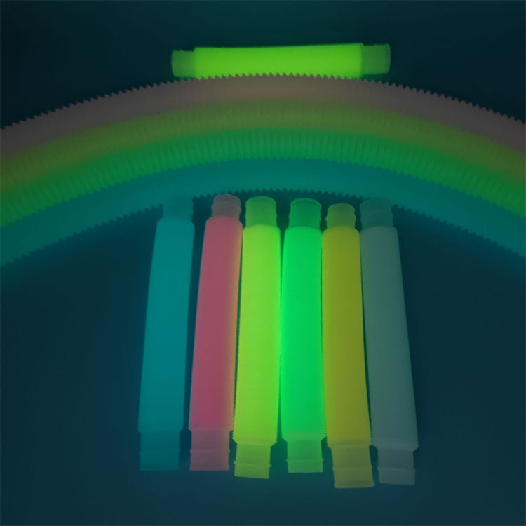 Cross-border Pop Tube Night Light Stress Relief Toy Stretch Tube Colorful Stretch Tube Fluorescent Stress Relief Toy 