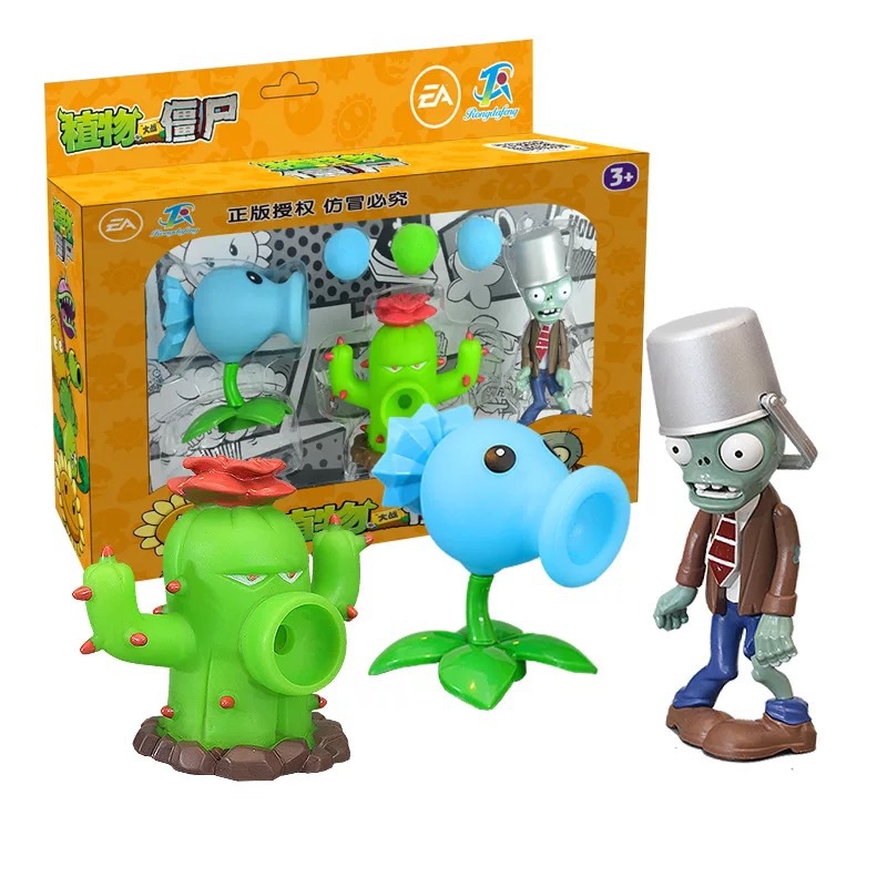 Juguetes de Plantas contra Zombis, juego completo de goma suave, lanzador de guisantes, juego para niños, regalo para niños, figuras
