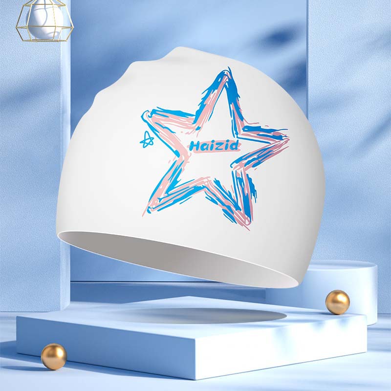 Gorro de natación de silicona para hombres y mujeres adultos gorra de natación profesional impermeable para mujeres de pelo largo sin apretar gorra de natación de protección auditiva impresa al por mayor
