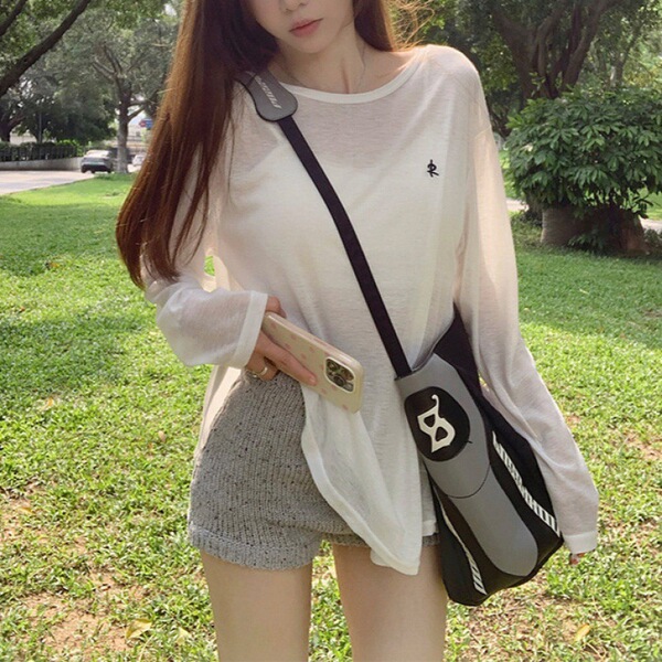 Fashionable summer light and thin breathable knitted sweater with a…